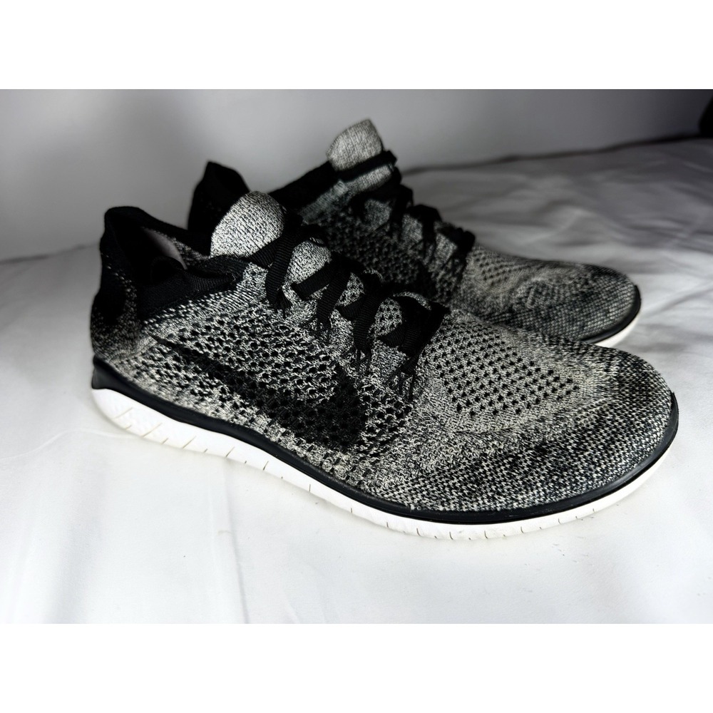 Nike Free RN Flyknit Men's Running Shoes Black Gray White Size 8